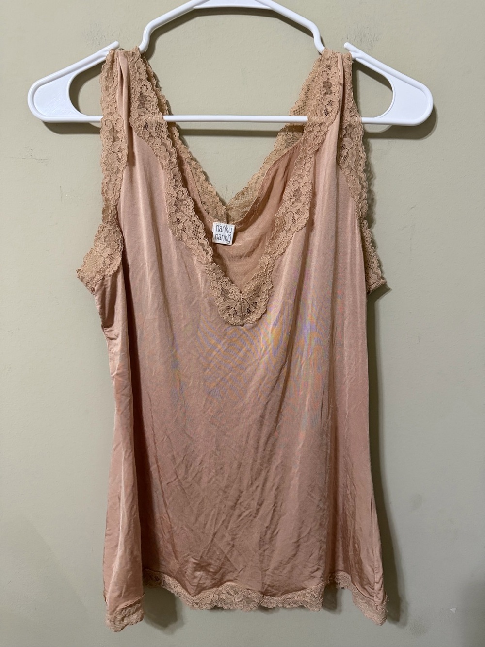 Hank Panky large Floral Lace Trim Sleep Cami - Nude Blush stretch soft cozy